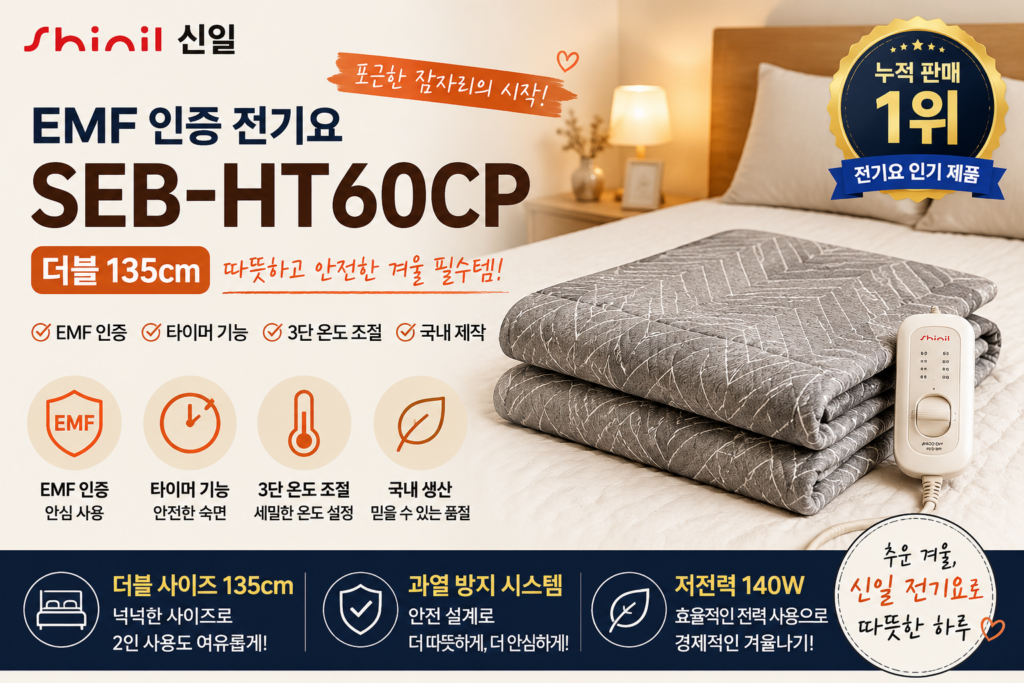 겨울 전기요 고를 때 체크할 것, 신일 EMF 더블은 어떤 제품? 제품 이미지
