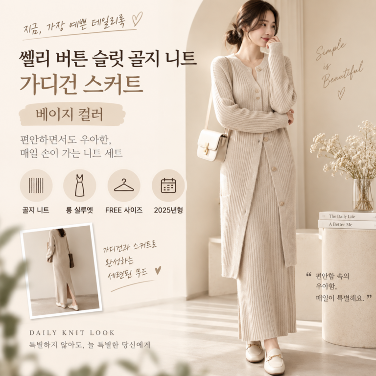 가을 니트 코디 고민이라면? 샐리 버튼 골지 가디건·스커트 세트