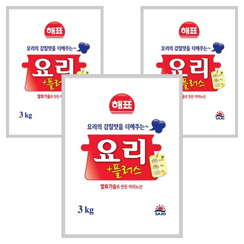 사조해표 요리플러스 3kg 3개, 집밥 간 맞추는 대용량 통합 조미료
