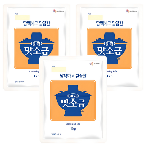 미원 맛소금 1kg 3개, 집밥 간의 기본이 되는 대용량 조미염