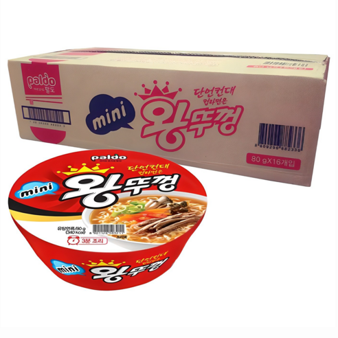 왕뚜껑 미니 컵라면 80g 16개, 간식용 작은 사이즈 대용량